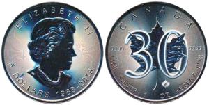 Canada, Elizabeth II, Silver 5 Dollars, 1oz, 31.1g, 2018. Brilliant Uncirculated.