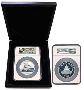 China, Silver 50 Yuan, 155.5g, 5 Oz, obv. temple of Heaven, rev. a giant Panda playing wit