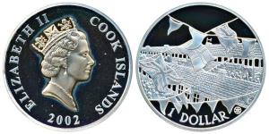 Cook Islands, Elizabeth II, Silver 1 Dollar, 28.28g, 2002, 50th Anniversary of Accession o
