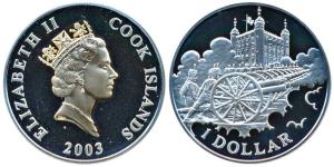 Cook Islands, Elizabeth II, Silver 1 Dollar, 28.28g, 2003, 50th Anniversary of Accession o