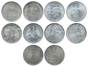 Federal Republic of Germany, Silver 10 Deutsche Mark (5), 15.5g, Olympic Games 1972 in Mun