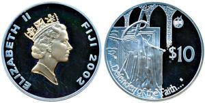Fiji, Elizabeth II, Silver 10 Dollars, 28.28g, 2002, Queen's Golden Jubilee, Westminster A