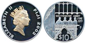 Fiji, Elizabeth II, Silver 10 Dollars, 28.28g, 2002, 50th Anniversary of Accession of Quee