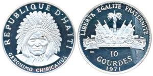 Haiti, Silver 10 Gourdes, 47.05g, Native American Chieftains Series - Geronimo Chiricahua,