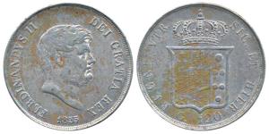 Italy, Ferdinand II, Silver Piastra / 120 Grana, 27.53g, 1855 (KM 370). Very Fine+.
