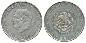 Mexico, Silver 5 Pesos, 18.5g, 1955 (KM 469). Extremely Fine.