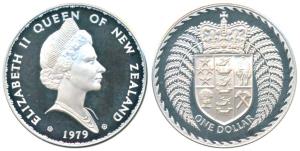 New Zealand, Elizabeth II, Silver 1 Dollar, 27.28g, 1979, (KM 48a). Proof, in plastic case