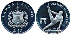 Samoa, Silver 10 Dollars, 31.64g, Olympic Games, 1996 (KM 97). Proof, in plastic case of i