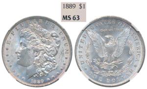 United States of America, Silver Morgan Dollar, 31.1g, 1oz, 1889, (KM 110). Graded by NGC 
