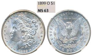 United States of America, Silver Morgan Dollar, 31.1g, 1oz, 1899 0, (KM 110). Graded by NG