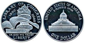 United States of America, Silver Dollar, 26.73g, 2000, 200th Anniversary of the Library of