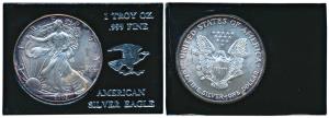 United States of America, Silver Dollar, 31.1g, 2002, Walking Liberty, (KM 273). Mint Stat