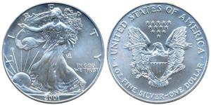 United States of America, Liberty, Silver Eagle Dollar, 1 oz, 31.13g, 2015, (KM 273). Unci