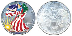 United States of America, Liberty, Silver 1 Dollar, 1 oz, 31.28g, 2000, coloured coin (KM 