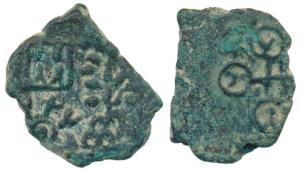 Ujjain (c. 2nd century BC), Copper 3.83g, obv. tree-on-hill toright, six-armed symbol to l