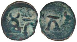 Taxila city state capital Pushkalavati (c. 185-170 BC), Copper unit, 1.94g, obv. 3-arched 