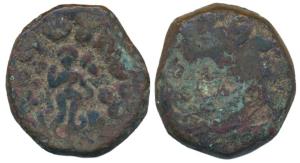 Mathura, Suryamitra (c. 1st century BC), Copper, 7.64g, obv. goddess Lakshmi standing faci