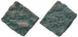 Satavahanas, Andhra Region,Sri Satakarni (c. 1st century BC), Copper, 1.75g, obv. elephant