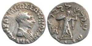 Indo-Greeks, Menander I, Silver Drachm, 2.32g, Bilingual series, obv. diademed and draped 