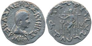 Indo-Greeks, Hermaeus / Hermaios (c. 40-1 BC), Silver Tetradrachm, 8.67g, obv. diademed an