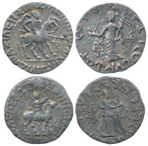 Indo Scythian, Azilises (c. 85-45/35 BC), Silver Tetradrachm, 8.79g, obv.king holding spea