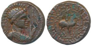 Kushanas, Soter Megas alias Wima Takto, Copper Drachm, 8.10g, obv. bust of the Kushan rule