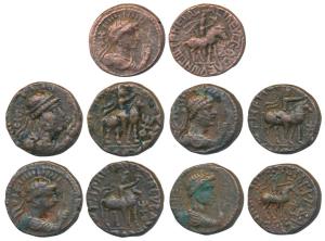 Kushanas, Soter Megas alias Wima Takto, Copper Drachm (5), obv. bust of the Kushan ruler t