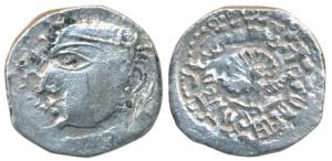 Maukharis, Avantivarman, Silver Drachma, 2.23g, obv. bust of the king facing left with cre