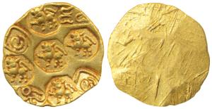 Chalukyas of Kalyana, Jayasimha II Jagadekamalla, Gold Pagoda, 3.90g, Punch-marked type, n