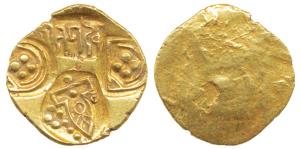 Paramaras of Vidarbha, Jagadeva (c. 12th century), Gold Pagoda, 3.7g, punches of temple sh