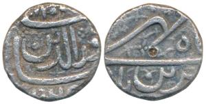 Jahangir, Silver ½ Rupee, 5.37g, Ahmedabad Mint, Muzaiyan couplet, month Mihr (KM 137.1). 
