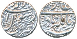 Jahangir, Silver Rupee, 11.44 g, mint name off flan but stylization that of Ahmednagar Min