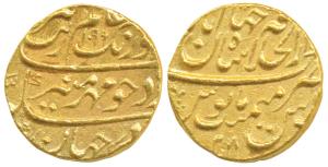 Aurangzeb, Gold Mohur, 10.89g, Dar al-KhilafatShahjahanabad Mint, AH 1096/28, complete min