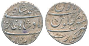 Muhammad Shah, Silver Rupee, 11.44g, Surat Mint, BadshahGazi type, AH 113x/Ahd, complete m