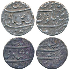 Farrukhsiyar, Silver Rupee, Surat Mint, AH (11)27/4 (KM 377.59); Muhammad Shah, Dar us-Sul