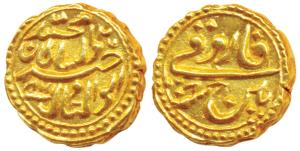 Tipu Sultan, Gold Pagoda, 3.41g, Patan Mint, the denomination Faruqi and mint name with RY