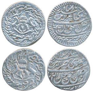 Nasir-ud-Din Haider (AH 1243-1253; 1827-1837 AD), Silver Rupee (2), 11.08g & 11.06g, Suba 
