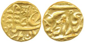 Umaid Singh(VS 1975-2004; 1918-1947 AD), Gold Mohur, 11g, with the name of George V, obv. 