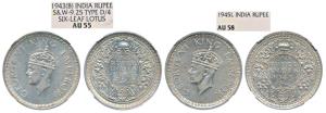 George VI, Half Silver Rupee, 1943, Bombay Mint, Graded by NGC AU55; Half Silver Rupee, 19