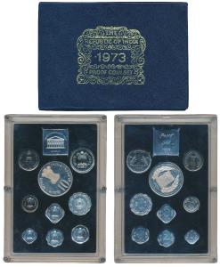 1973 Proof Set, Grow More Food, set of 9, 1 Paisa to Rupees 10. In near immaculate conditi