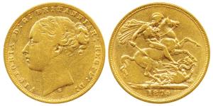 Australia, Victoria, Gold Sovereign, 8g, 1874, Young head, ‘S’ mint mark for Sydney Mint, 