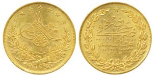 Turkey, Abdul Mejid (AH 1255-77, 1839-61 AD), Gold 100 Kurush, 7.18g, AH 1255, Year 8 (KM 
