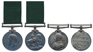 Pair, For Long Service in Volunteer Force Medal, George V, Silver, and British War Medal, 