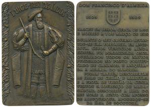 First Viceroy of India Dom Francisco D'almeida, Rectangle Heavy Bronze Medallion, obv.full