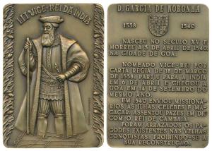 Third Viceroy of India Garcia De Noronha, Rectangle Heavy Bronze Medallion, obv.full lengt