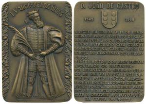 Fourth Viceroy of India D. Joao De Castro, Rectangle Heavy Bronze Medallion, obv.full leng