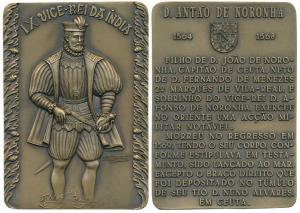 Ninth Viceroy of India D. Antao De Noronha, Rectangle Heavy Bronze Medallion, obv.full len