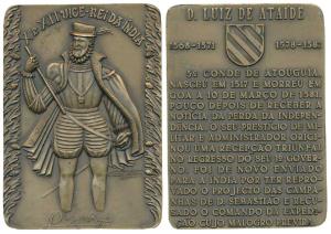 Tenth & Eleventh Viceroy of India D. Luíz de Ataíde, Rectangle Heavy Bronze Medallion, obv