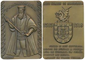 Second Governor of India Lupo Soares De Albergaria, Rectangle Heavy Bronze Medallion, obv.