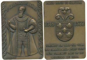Third Governor of India Diogo Lopes De Sequeria, Rectangle Heavy Bronze Medallion, obv. fu